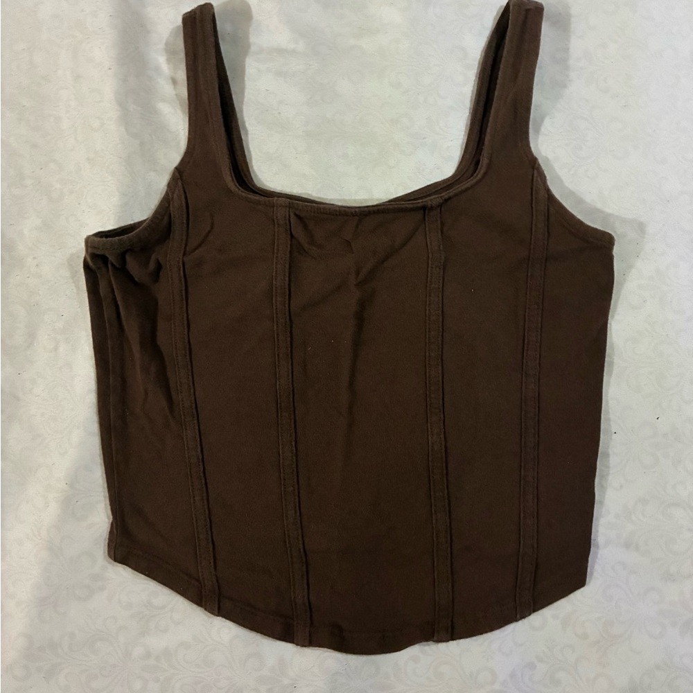 Hollister Brown Fitted Bustier Tank Top
